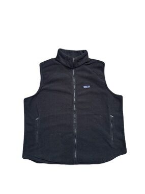 Patagonia Fleece Vest Mens 2XL Black Fleece Full Zip Layering Hiking